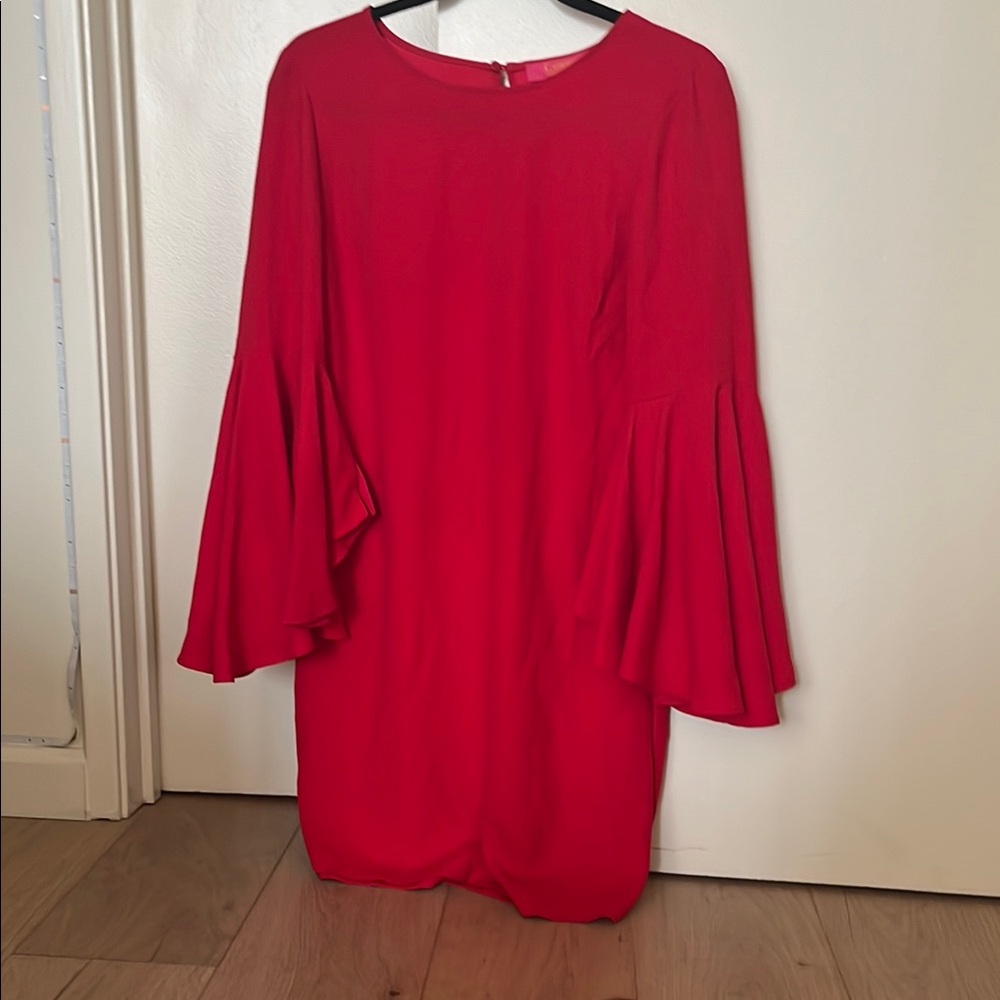 Red Long Sleeve Sheath Cocktail Dress